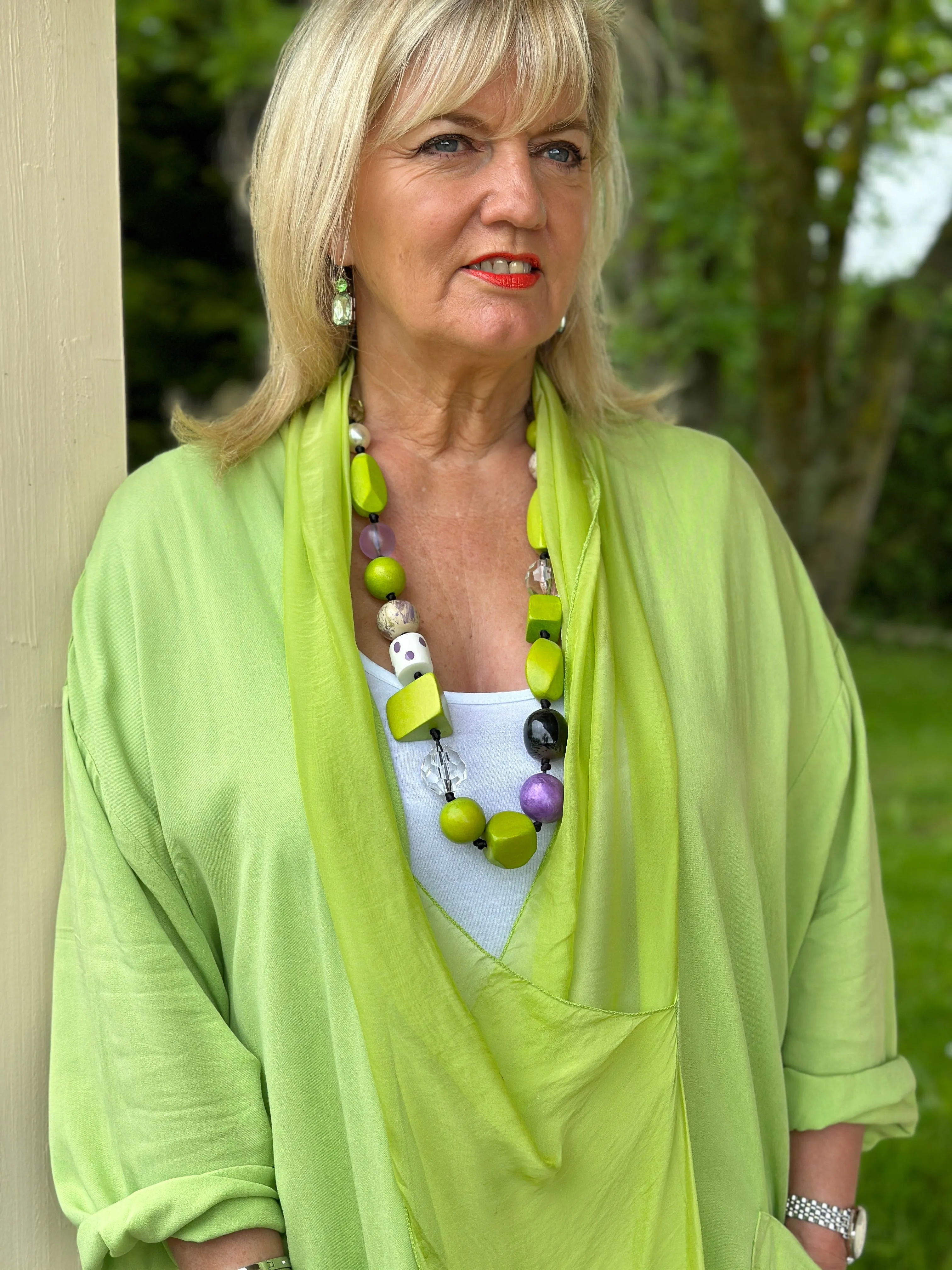 Silk Crossover Tunic | Lime