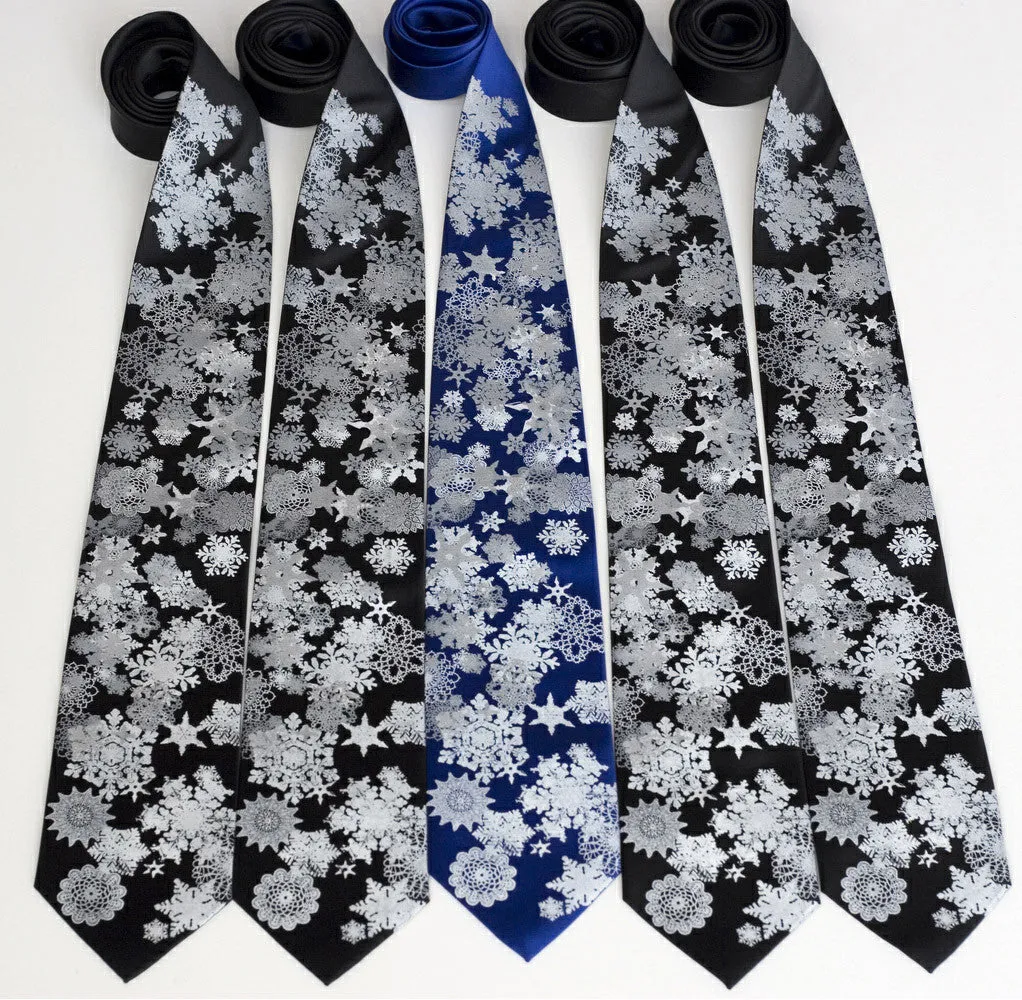 Snowflakes Necktie, Snow print men's tie