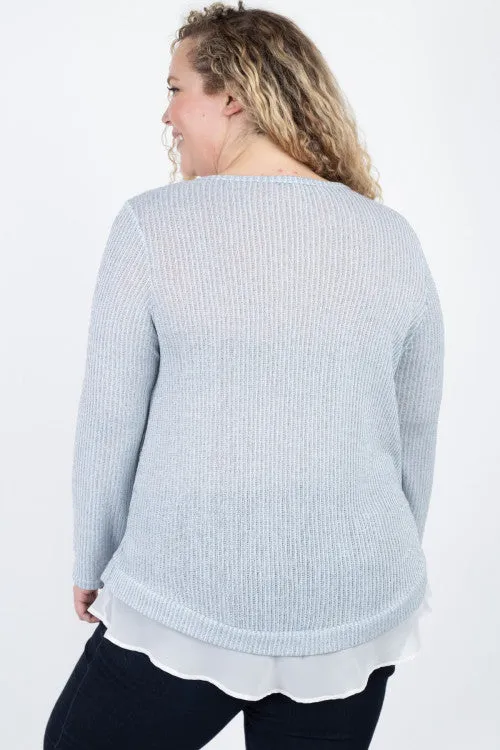 Soft Blue Plus Size Tunic Sweater