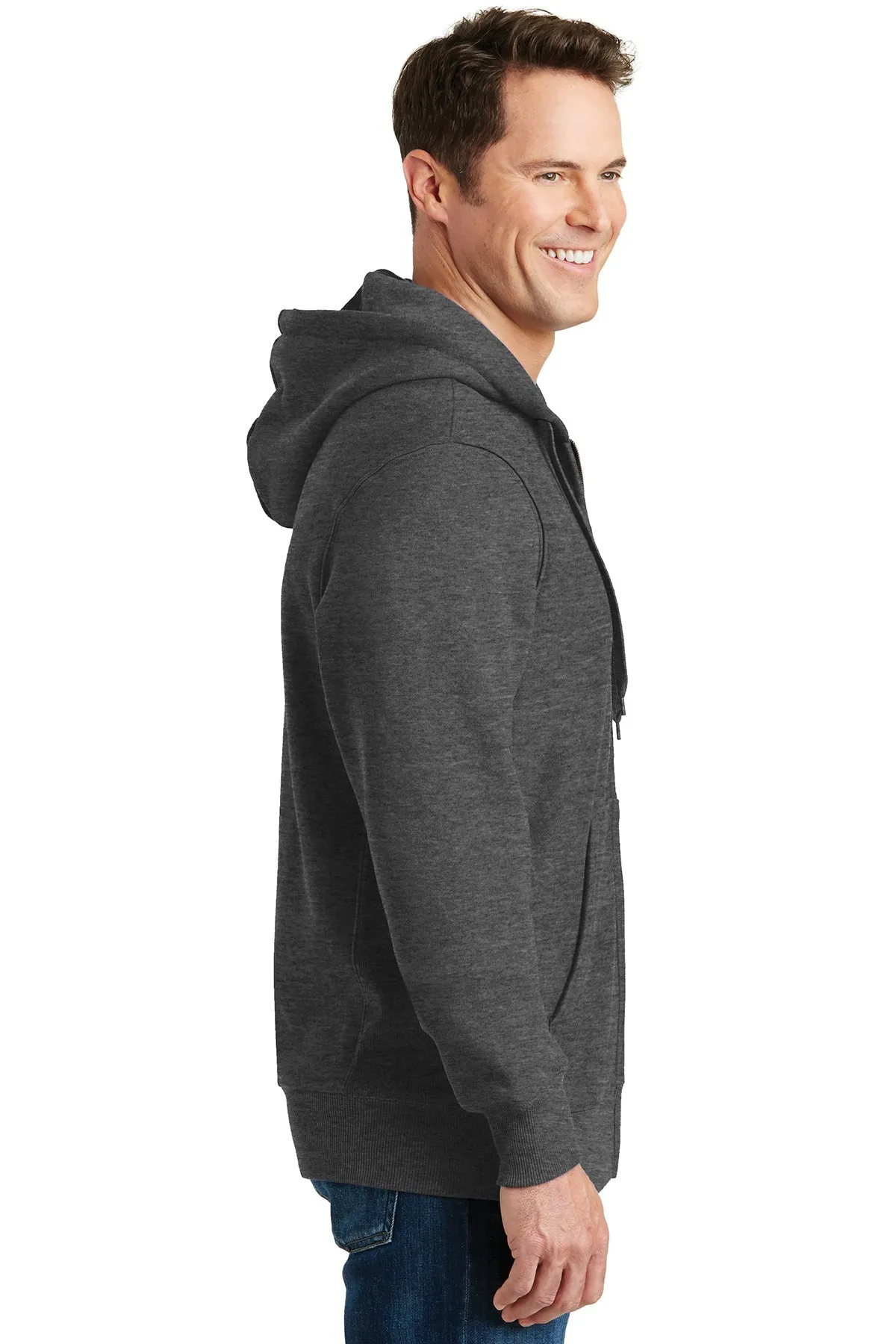 Sport-Tek Super Heavyweight Customized Full-Zip Hooded Sweatshirts, Graphite Heather