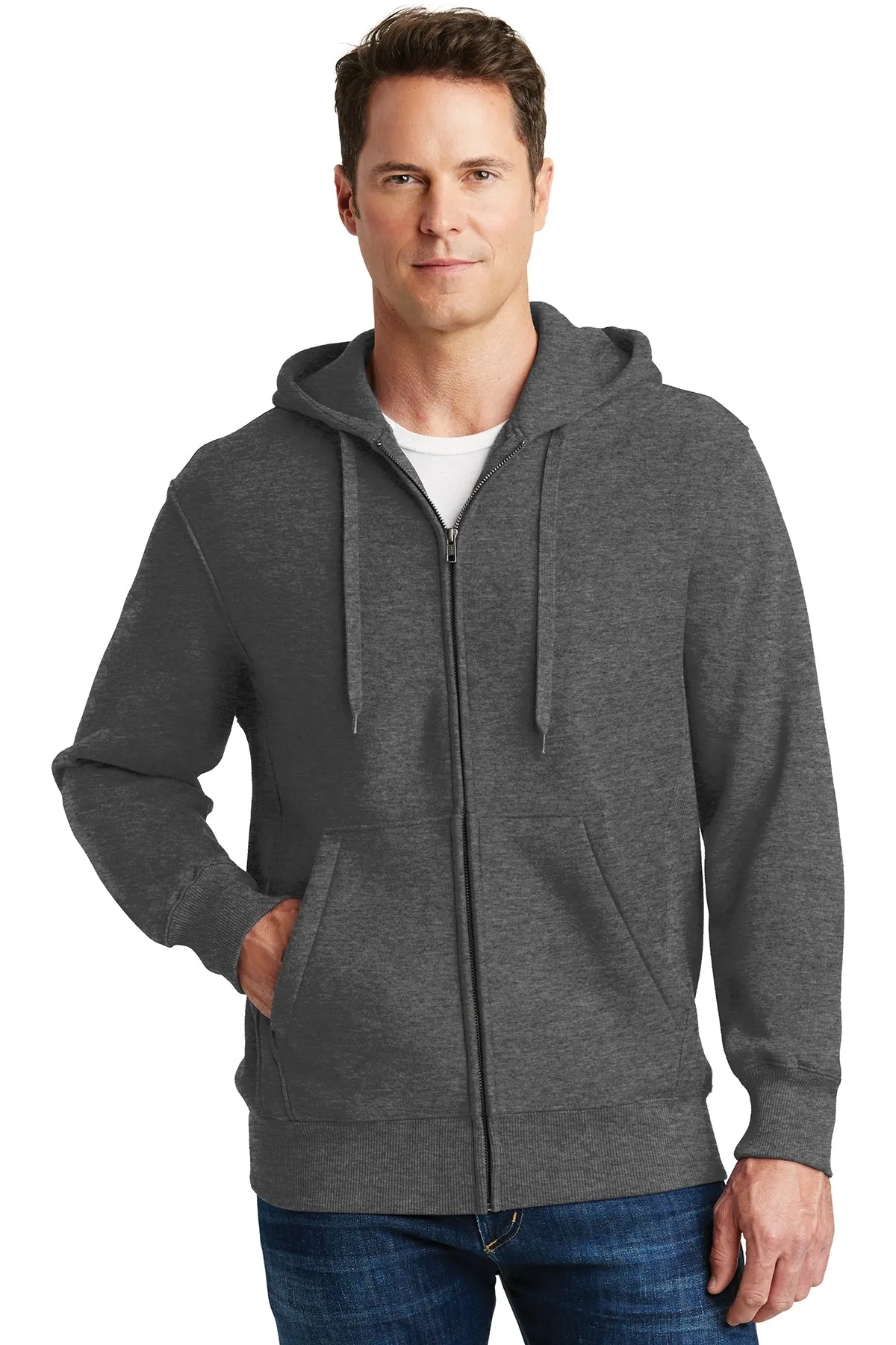 Sport-Tek Super Heavyweight Customized Full-Zip Hooded Sweatshirts, Graphite Heather