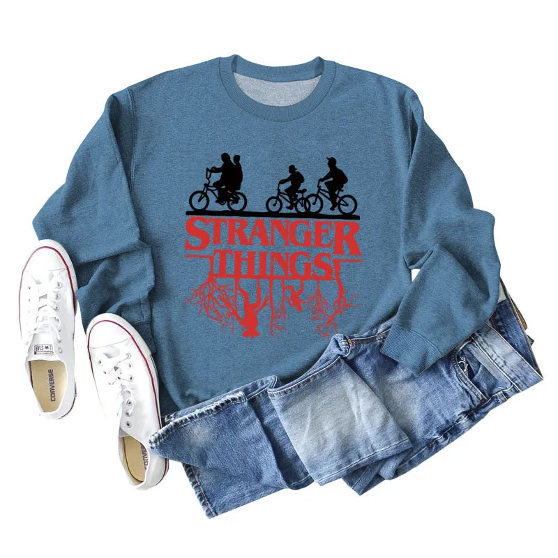 STRANGER THINGS Bottomed Women's Round Neck Letter Printed Long Sleeved Sweater