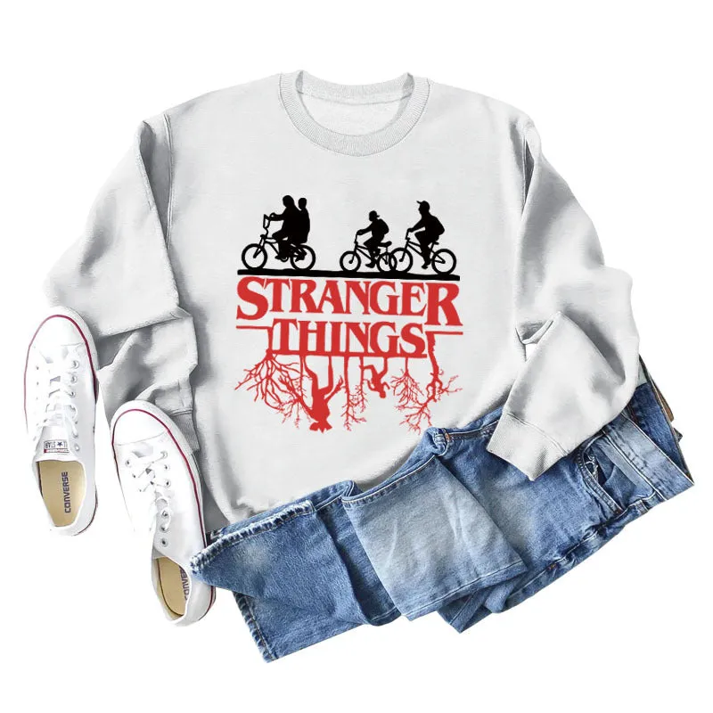 STRANGER THINGS Bottomed Women's Round Neck Letter Printed Long Sleeved Sweater