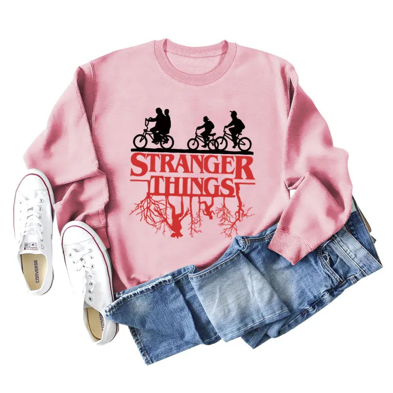 STRANGER THINGS Bottomed Women's Round Neck Letter Printed Long Sleeved Sweater