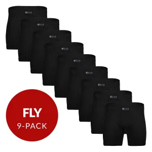 Sweat Proof Men's Boxer Briefs with Fly - Black 9-Pack