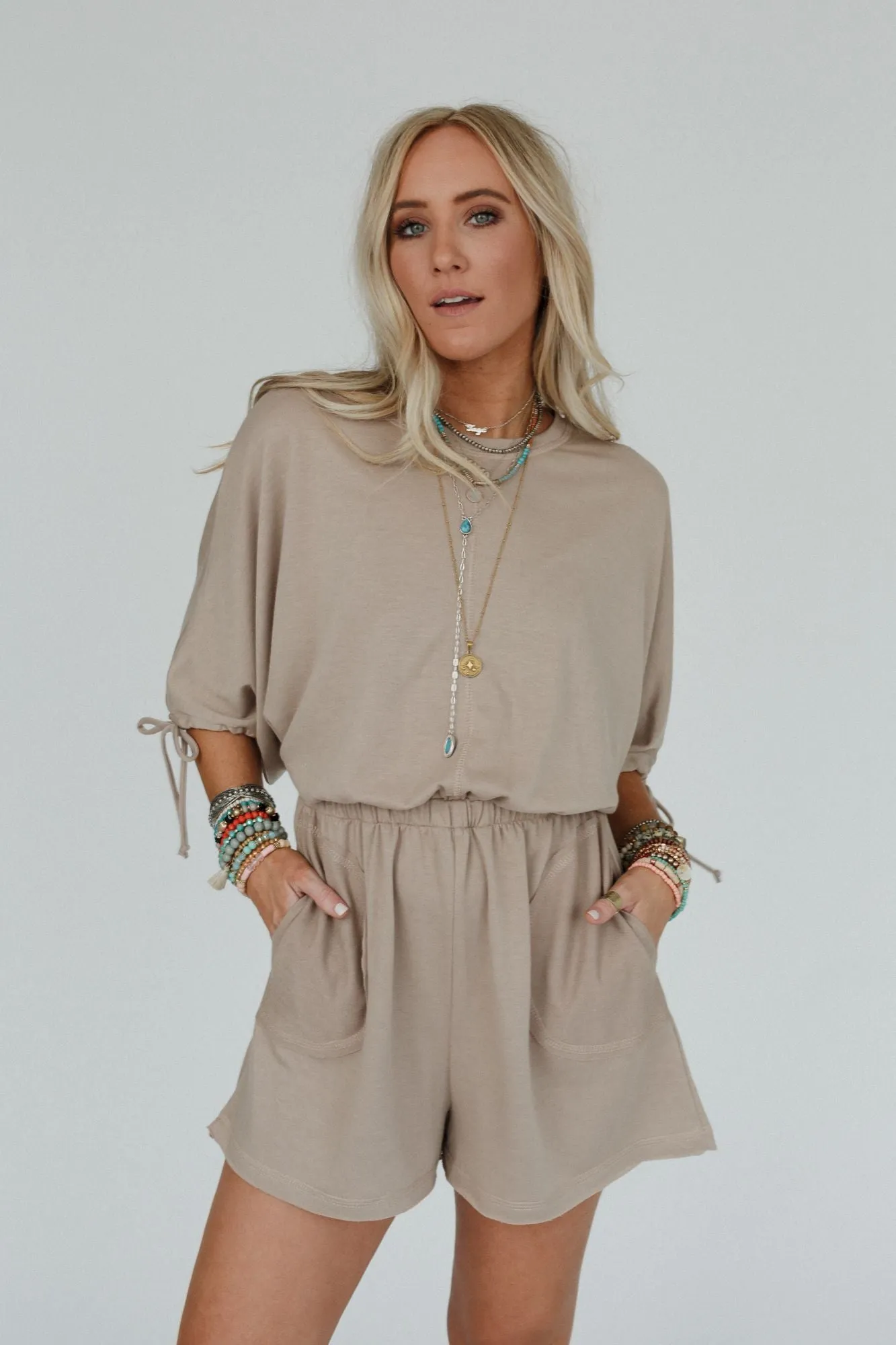 The Nest Carolina Comfy Romper - Taupe