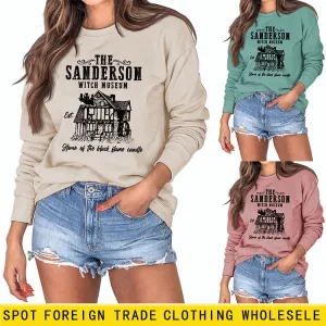 THE SANDERSON WITCH Bottoming Crew Neck Womens Long Sleeve Shirt Plus Size Sweater