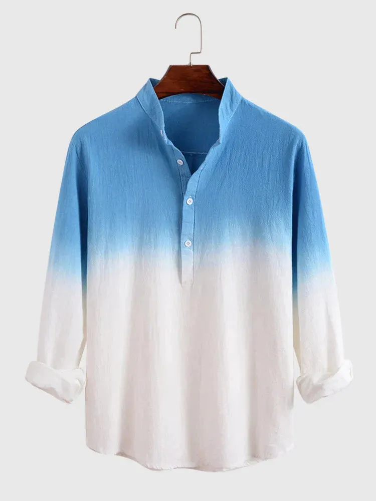 Tie Dye Linen Style Long Sleeves Shirts