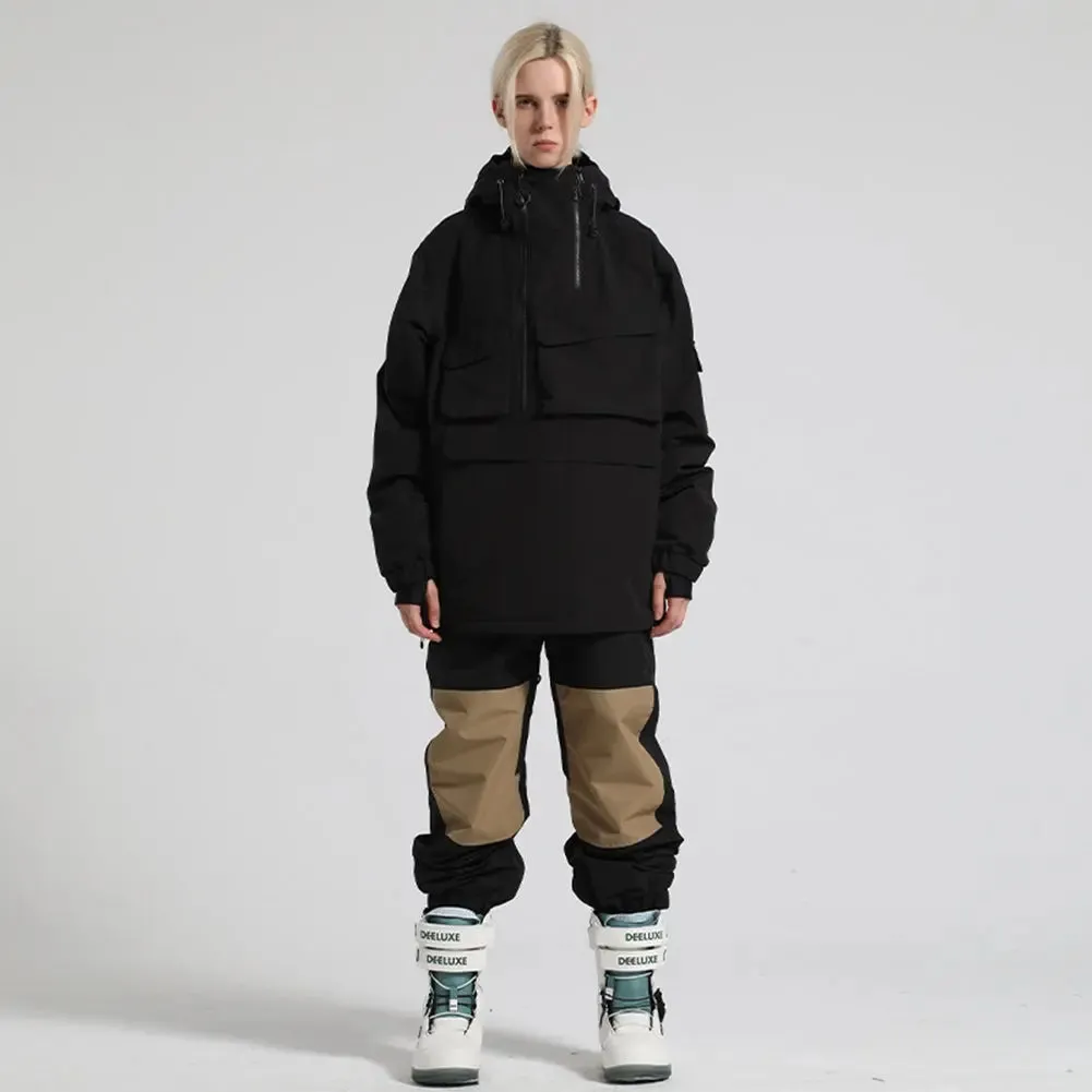 Trendy Unisex Hooded Snowboard Jacket and Baggy Pants