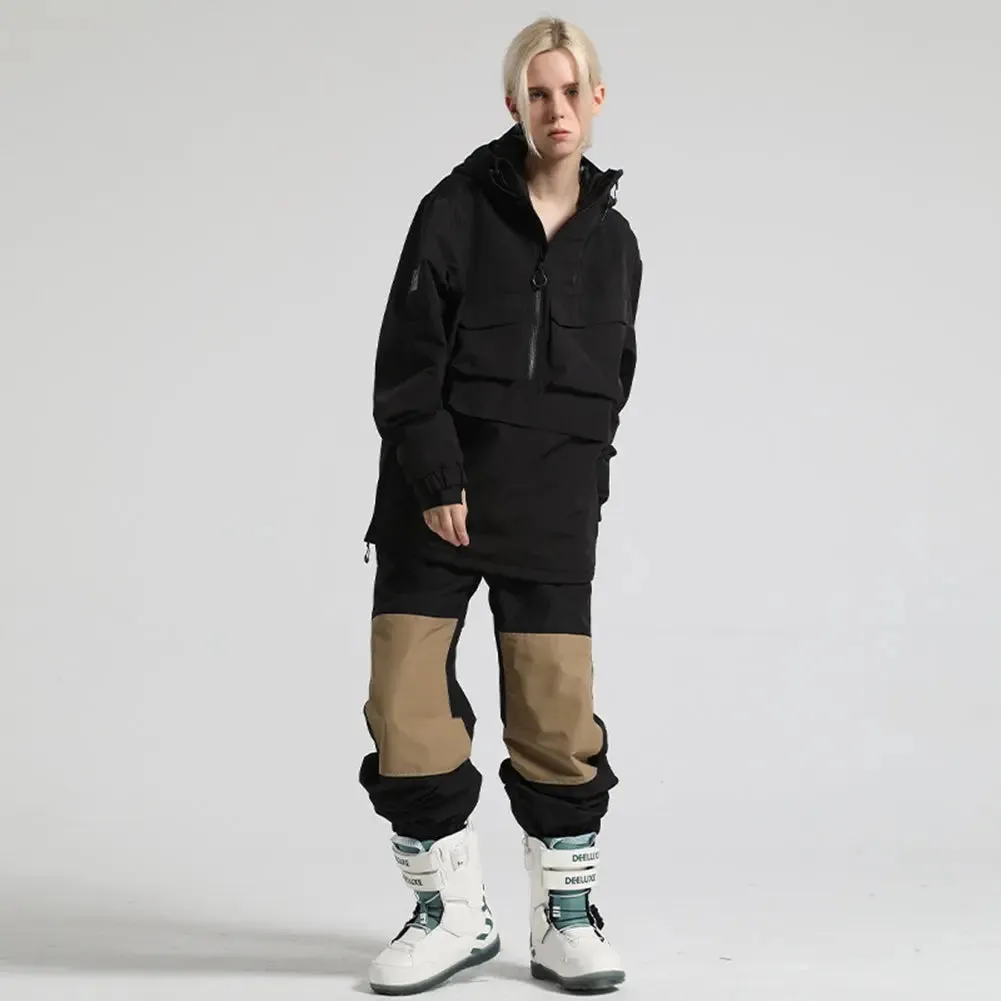 Trendy Unisex Hooded Snowboard Jacket and Baggy Pants