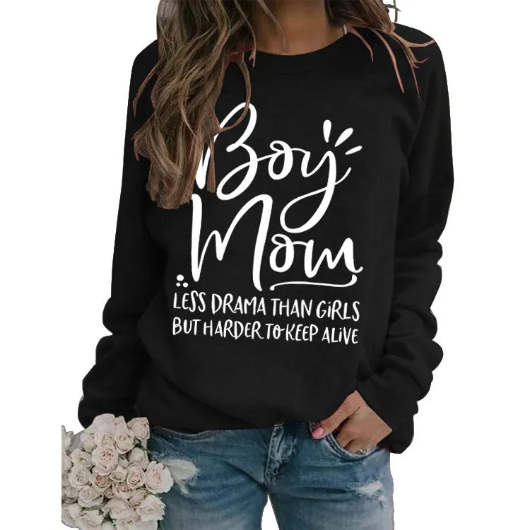 Turtleneck Jacket Long Sleeve Boy Mom Less Printed Loose Sweater