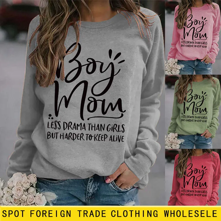 Turtleneck Jacket Long Sleeve Boy Mom Less Printed Loose Sweater