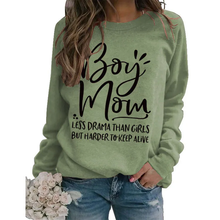 Turtleneck Jacket Long Sleeve Boy Mom Less Printed Loose Sweater