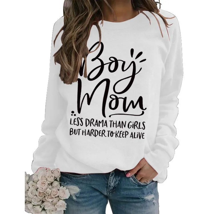 Turtleneck Jacket Long Sleeve Boy Mom Less Printed Loose Sweater