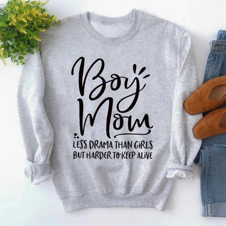 Turtleneck Jacket Long Sleeve Boy Mom Less Printed Loose Sweater