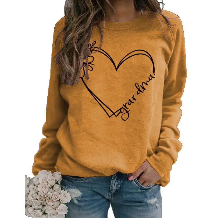 Turtleneck Jacket Long Sleeve Grandma Printed Loose Sweater