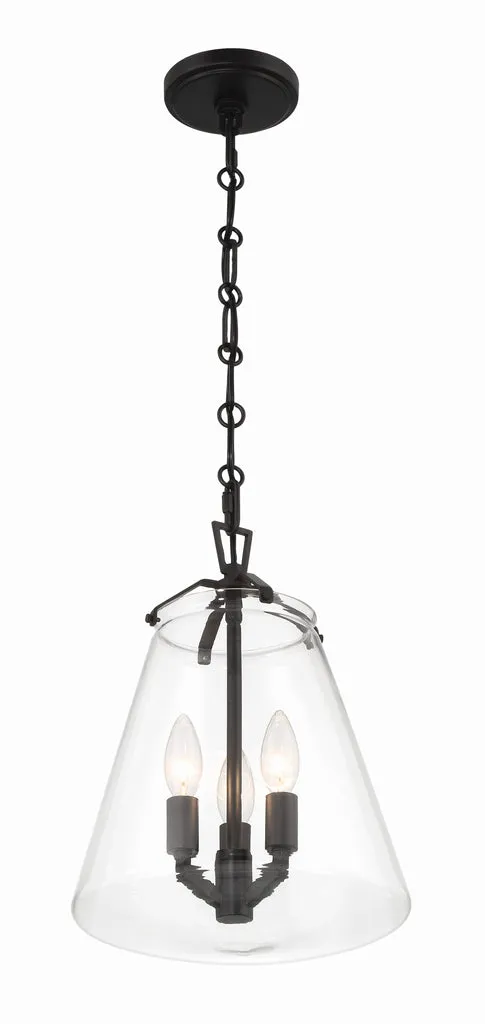 Voss 3 Light Matte Black Mini Chandelier