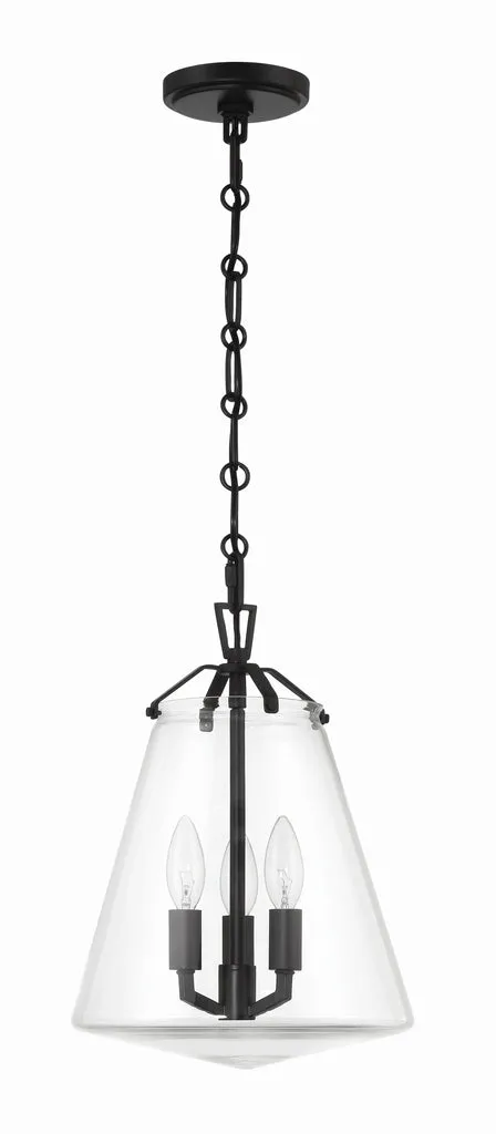 Voss 3 Light Matte Black Mini Chandelier