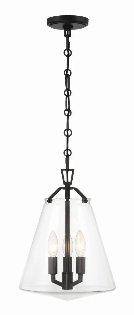 Voss 3 Light Matte Black Mini Chandelier