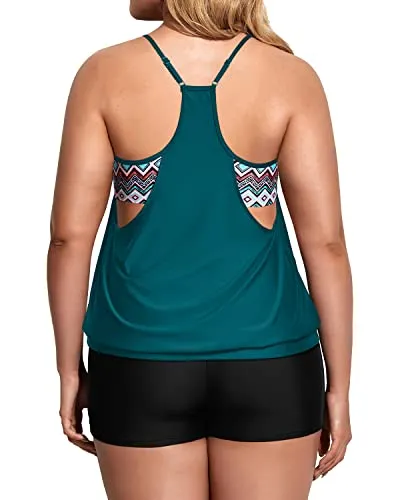 Women's Shaping Effect Tankini Sets For Large Breasts-Teal