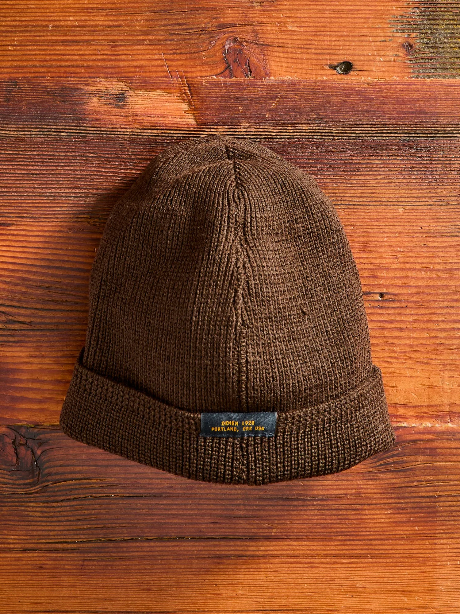 Wool Knit Watch Cap in Brown